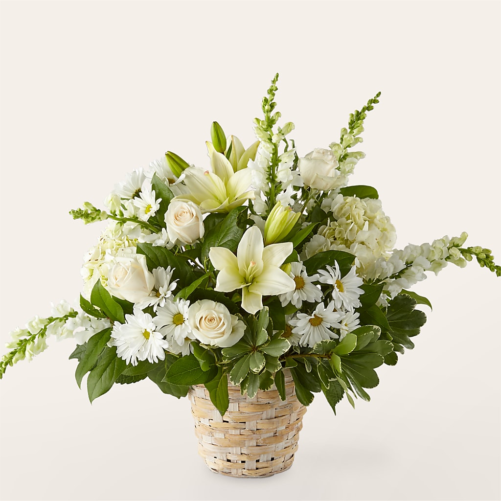 Ivory Elegance Floral Basket – MALLERY'S FLOWERS & GIFTS, Redding CA