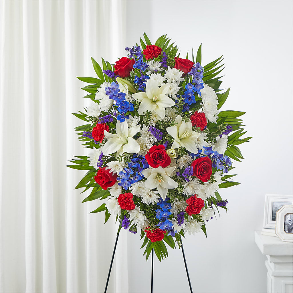 Cherished Service Standing Spray – MALLERY'S FLOWERS & GIFTS, Redding CA
