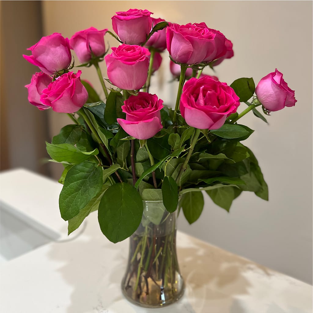 Long Stem Pink Rose Bouquet – MALLERY'S FLOWERS & GIFTS, Redding CA