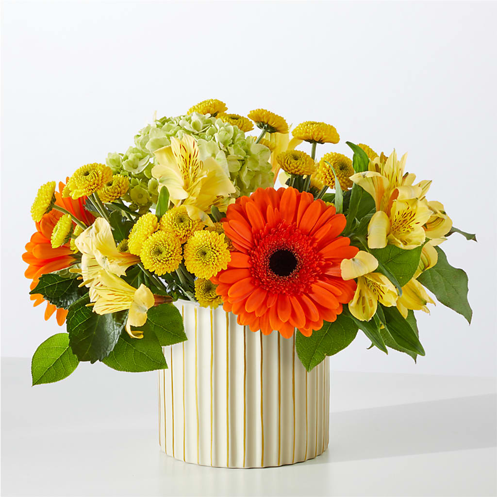 Autumn Sunshine Bouquet with Ivory Vase – MALLERY'S FLOWERS & GIFTS, Redding CA