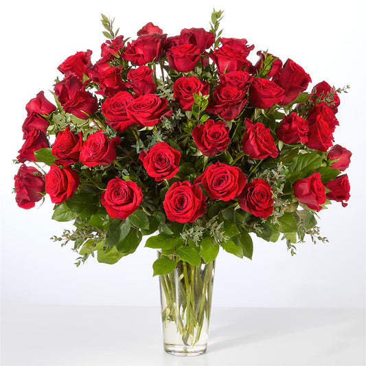 Forever Yours Fifty Stem Red Rose Bouquet – MALLERY'S FLOWERS & GIFTS, Redding CA