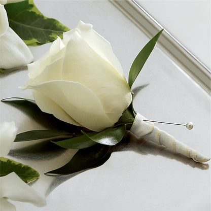 White Rose Boutonniere – MALLERY'S FLOWERS & GIFTS, Redding CA