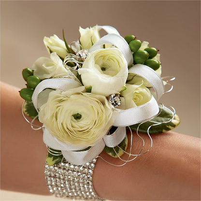 White Wedding Corsage – MALLERY'S FLOWERS & GIFTS, Redding CA